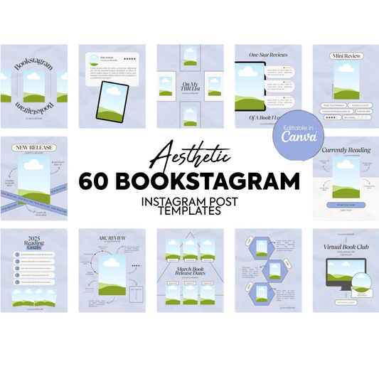 60 Bookstagram Aesthetic Canva Posts Template