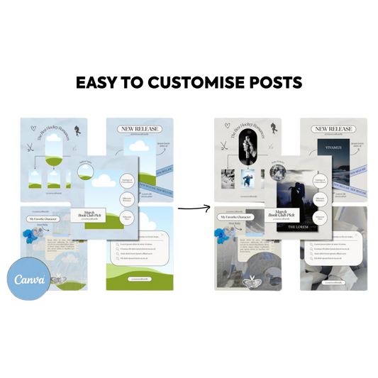 60 Bookstagram Aesthetic Canva Posts Template